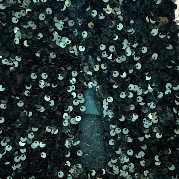 Festive Emerald Green Sequin Mini Dress featuring   Feather Bust Trim - Picture 5 of 6